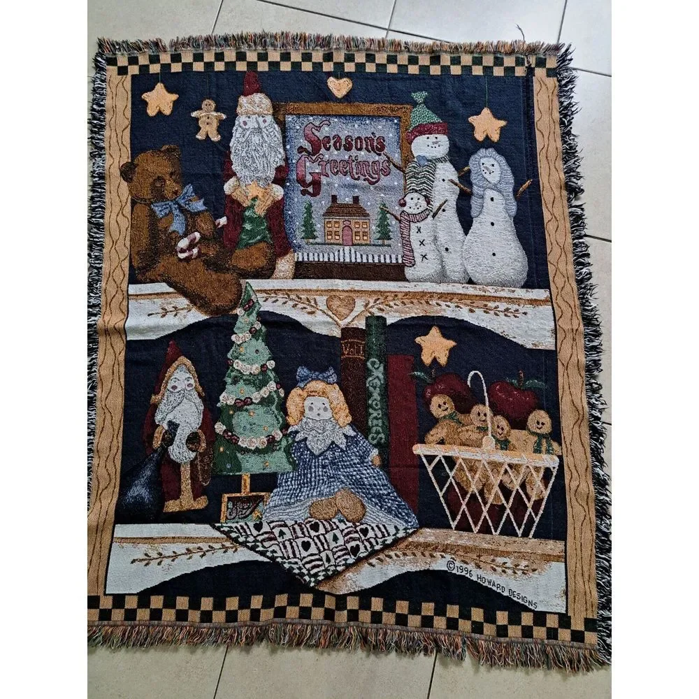 VINTAGE 1996‎ HOWARD DESIGNS SEASONS GREETINGS TAPESTRY WALL HANGING COUNTRY